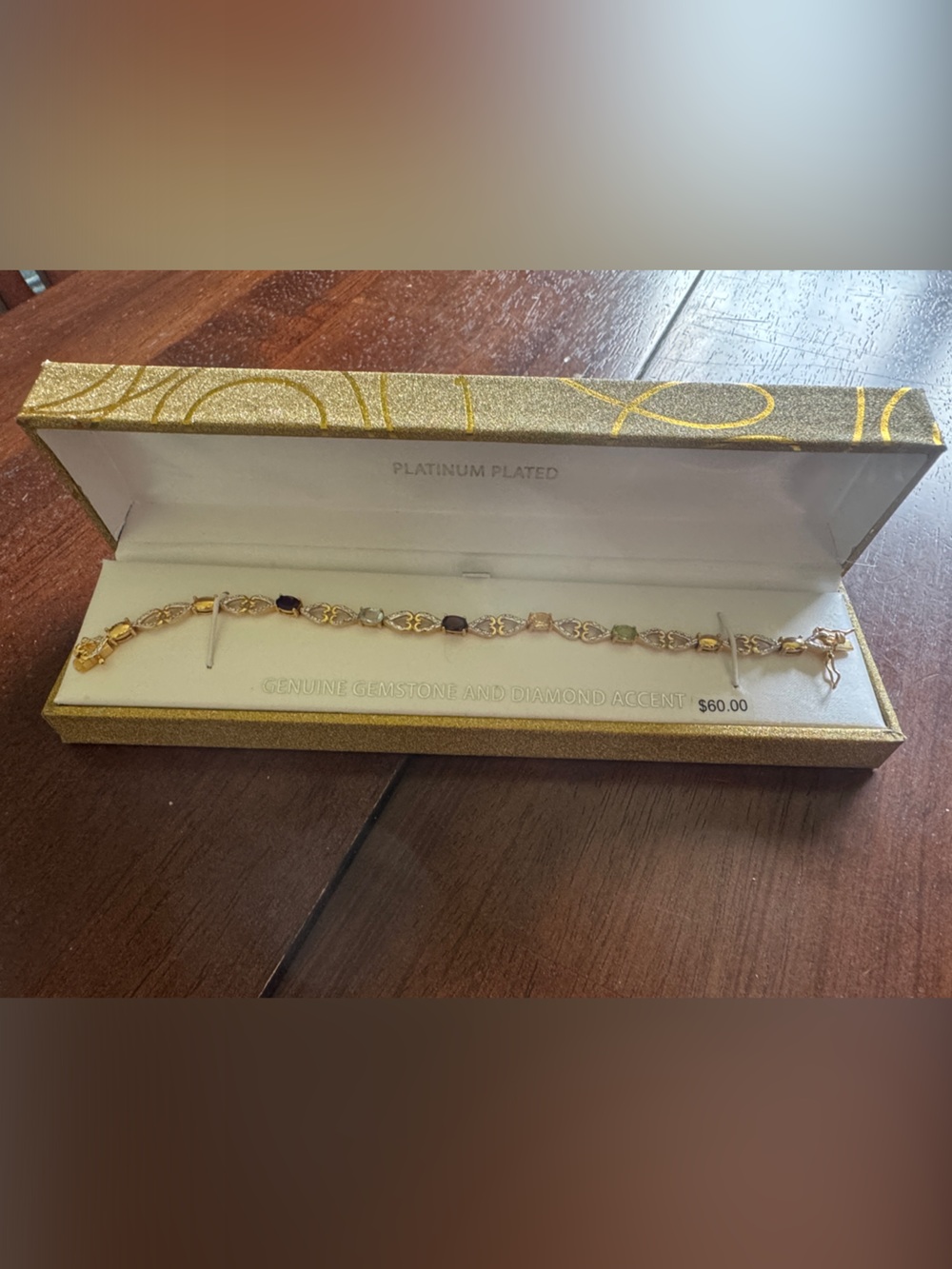 Gold color-Plated Multi-Gemstone Bracelet - Women Jewelry